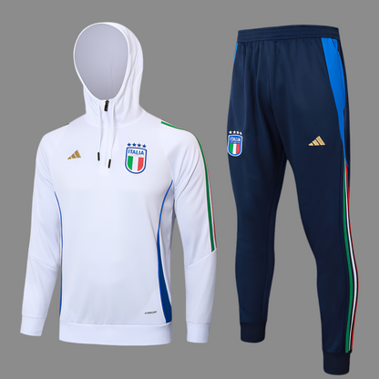 Italy Track Suit Hoodie ''White and Blue''